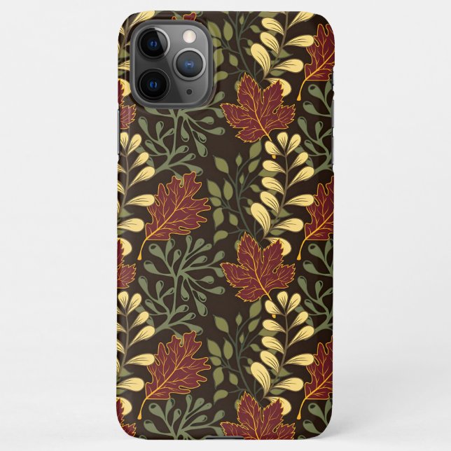 Dark red maple leaves floral pattern iPhone hülle (Rückseite)