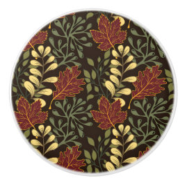 Dark red maple leaves floral pattern keramikknauf