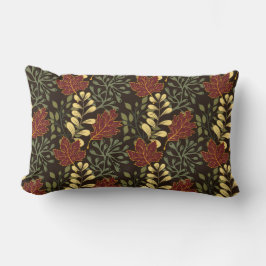 Dark red maple leaves floral pattern lendenkissen