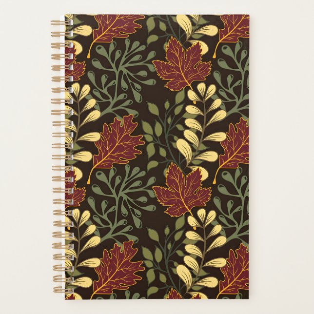 Dark red maple leaves floral pattern planer (Vorderseite)