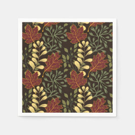 Dark red maple leaves floral pattern serviette