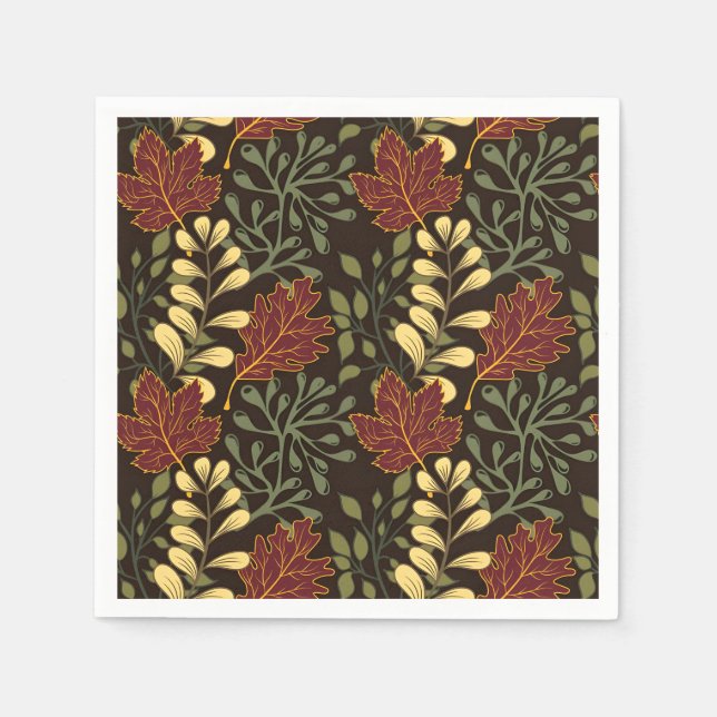 Dark red maple leaves floral pattern serviette (Vorderseite)