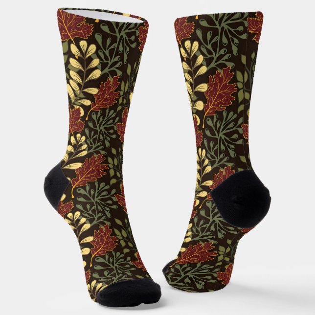 Dark red maple leaves floral pattern socken (Gewinkelt)