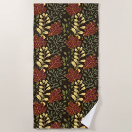 Dark red maple leaves floral pattern strandtuch