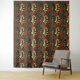 Dark red maple leaves floral pattern wandteppich