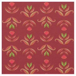 Dark Red Maroon Folk Art Floral Rustikale Weihnach Stoff