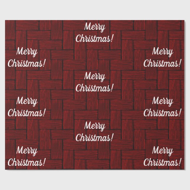 Dark Red Merry Weihnachtswrapping Paper Geschenkpapier (Flach)