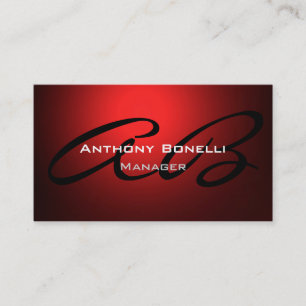 Dark Red Modern Monogram Manager Business Card Visitenkarte
