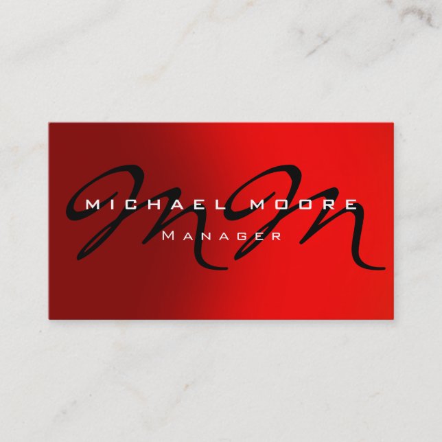 Dark Red Orange Hintergrund Monogram Business Card Visitenkarte (Vorderseite)