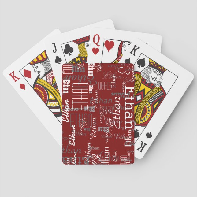 Dark Red Playing Cards mit Namen erstellen Spielkarten (Rückseite)