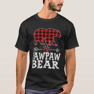Dark Red Pleid Daddy Pajama Family Pawpaw Bär T-Shirt