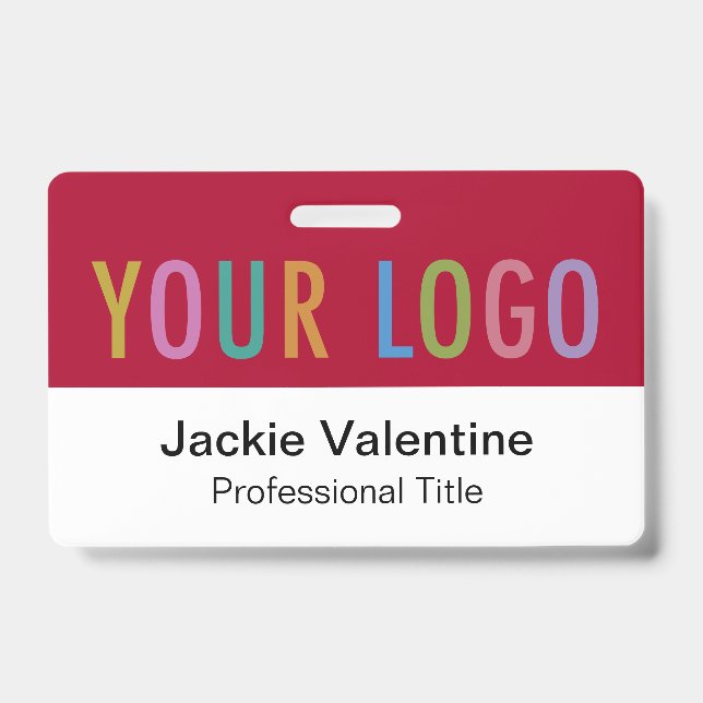 Dark Red PVC Name Abzeichen mit Clip Lanyard oder  Ausweis (Vorderseite)