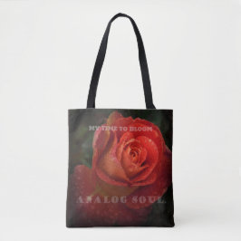 Dark Red Rose Macro Analog Soul Black Tote Bag