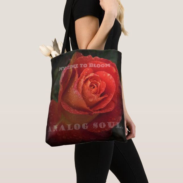 Dark Red Rose Macro Analog Soul Black Tote Bag (Von Nahem)
