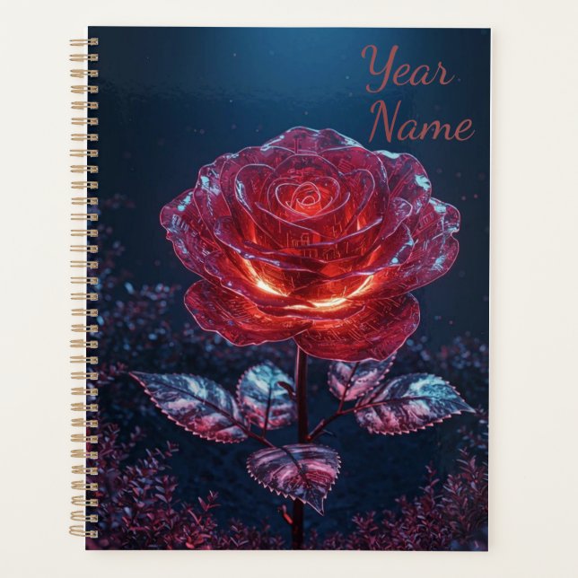 Dark Red Rose Planner Planer (Vorderseite)
