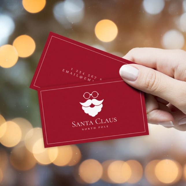 Dark Red Santa Claus Logo North Pole Custom Visitenkarte (Von Creator hochgeladen)