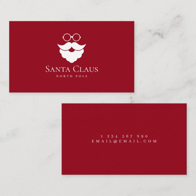 Dark Red Santa Claus Logo North Pole Minimalist Visitenkarte (Vorne/Hinten)