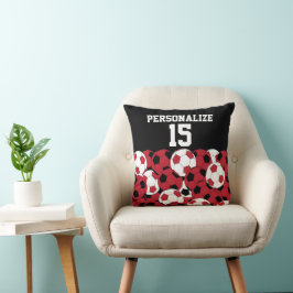 Dark Red Soccer Ball Collage | DIY Name & Number Kissen