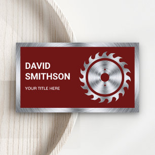 Dark Red Steel Circle Saw Handyman Carpenter Visitenkarte