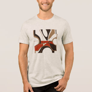 Dark Red Tan Black MCM Look Art Geometrie Abstrakt Tri-Blend Shirt