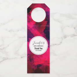 Dark Red und Lila Bold & Modern Abstrakt Event Flaschenanhänger