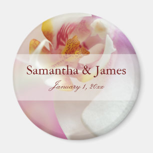 Dark Red und White Orchid Magnet