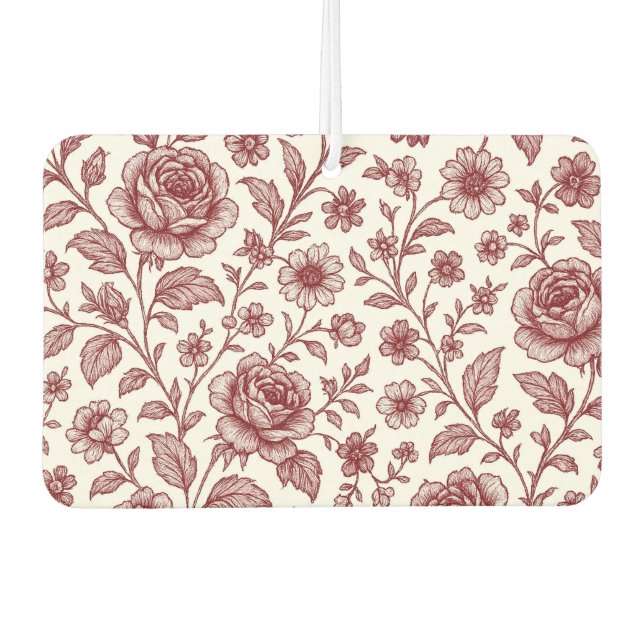 Dark Red Vintag Rose Pattern Autolufterfrischer (Vorderseite)