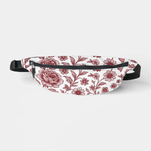 Dark Red Vintag Rose Pattern Bauchtasche