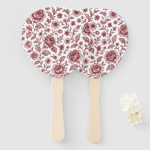 Dark Red Vintag Rose Pattern Fächer