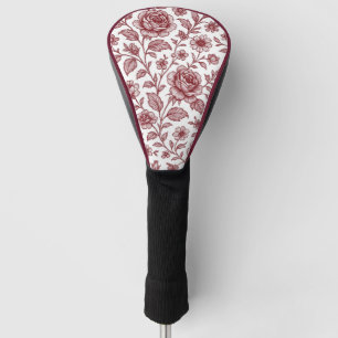 Dark Red Vintag Rose Pattern Golf Headcover