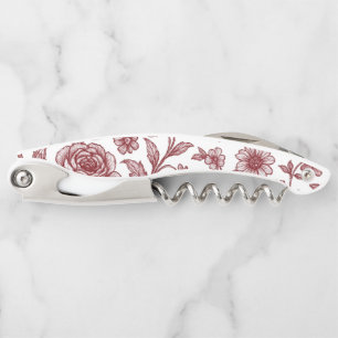 Dark Red Vintag Rose Pattern Kellnermesser