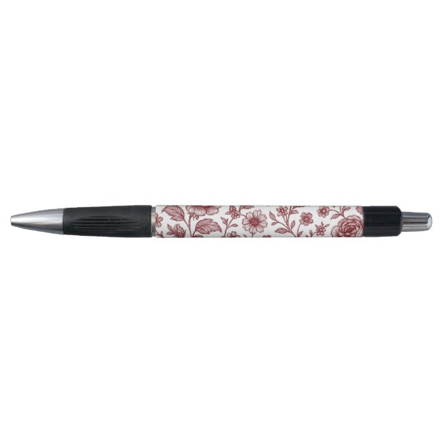 Dark Red Vintag Rose Pattern Kugelschreiber (Vorderseite)