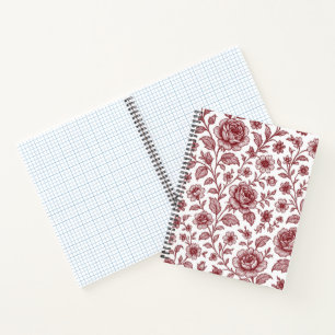 Dark Red Vintag Rose Pattern Notizbuch