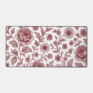 Dark Red Vintag Rose Pattern Schreibtischunterlage