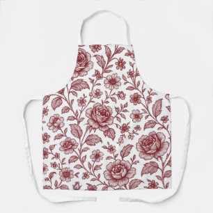 Dark Red Vintag Rose Pattern Schürze