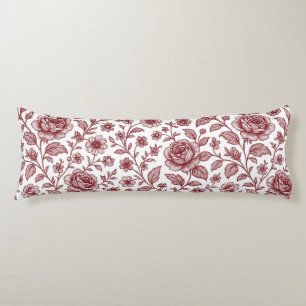 Dark Red Vintag Rose Pattern Seitenschläferkissen