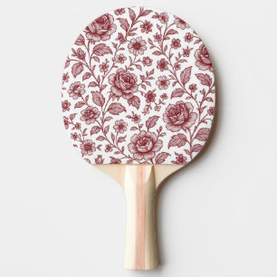 Dark Red Vintag Rose Pattern Tischtennis Schläger