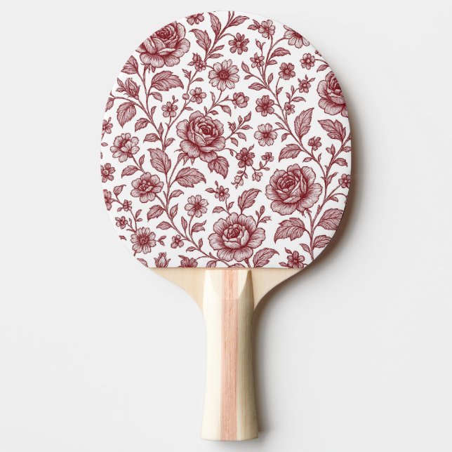 Dark Red Vintag Rose Pattern Tischtennis Schläger (Vorderseite)