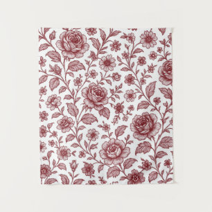 Dark Red Vintag Rose Pattern Wandteppich