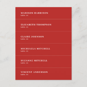 Dark Red Wedding Place Name Card DIY Einladung