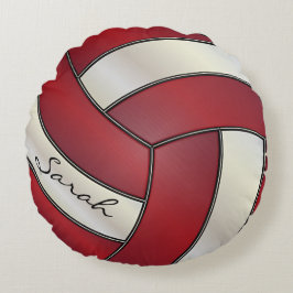 Dark Red & White Sport Volleyball | DIY Name Rundes Kissen