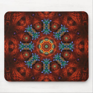Dark Reds Fraktal Mandala Mousepad
