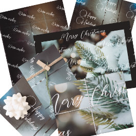 Dark Retro Christmas Baubles and Christmas Tree Geschenkpapier Set