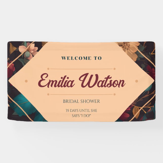 Dark Rich floral Theme Brautparty Banner (Horizontal)