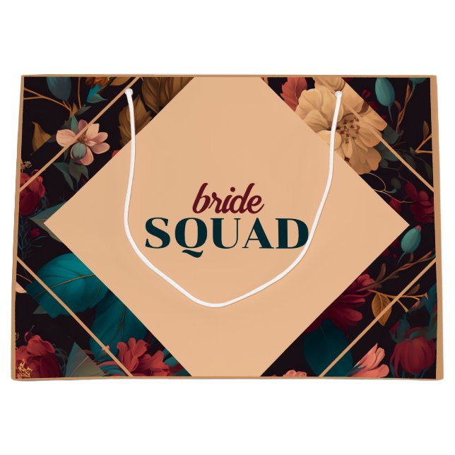 Dark Rich floral Theme Brautparty Große Geschenktüte (Vorderseite)