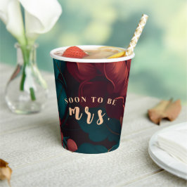 Dark Rich floral Theme Brautparty Pappbecher