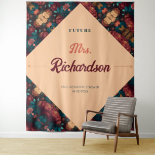 Dark Rich floral Theme Brautparty Wandteppich