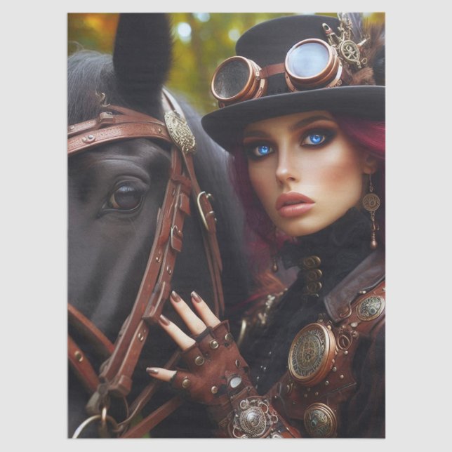 Dark Rider Steampunk Viktorianisch Lady Decoupage Seidenpapier (Von Creator hochgeladen)