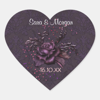 Dark Romance Rose 2b Hochzeitsszitz Siegel Herz-Aufkleber