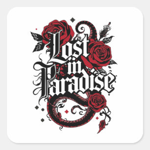 Dark Romance Tattoo Style Zitat Quadratischer Aufkleber